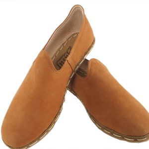 Leather Mens Shoe, Brown Nubuck Men&#39;s Shoe, Turkish Handmade Men&#39;s Shoes, Men&#39;s Leather Loafer Shoes, Flat Summer Shoes,Mens Slip Ons