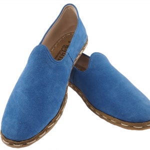 Leather Mens Shoe,Navy Blue Suede Men&#39;s Shoe, Turkish Handmade Men&#39;s Shoes, Men&#39;s Leather Loafer Shoes, Flat Summer Shoes,Mens Slip Ons