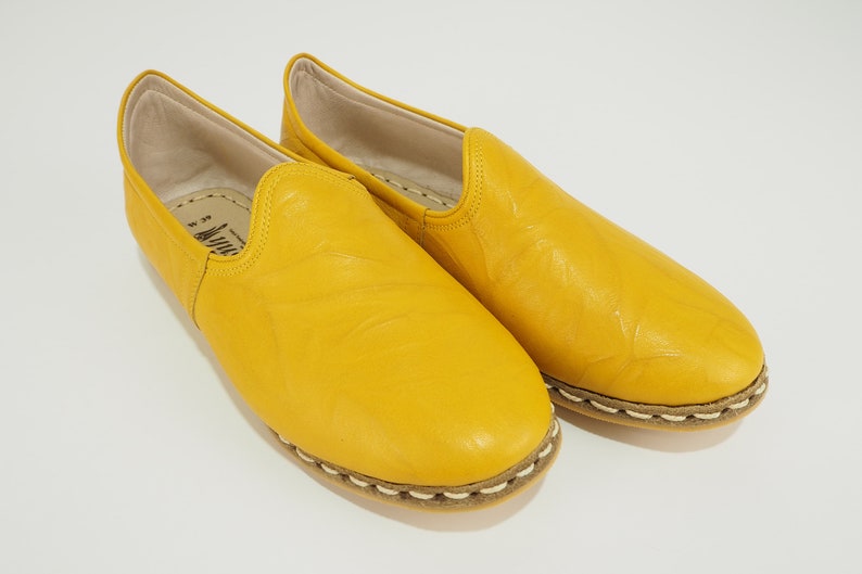 Shoes Turkish Hand Stitched Shoes Turkish Yemeni Shoes Turkish Flats Summer Shoes Gift For Women Turkish Yemeni Yellow Handmade Shoes