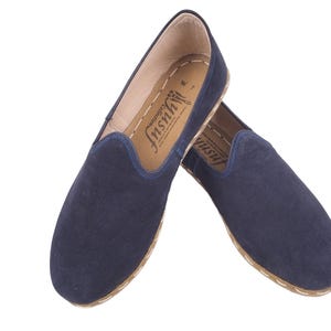 Leather Mens Shoe,Dark Navy Blue Nubuck Men&#39;s Shoe, Turkish Handmade Men&#39;s Shoes, Men&#39;s Leather Loafer Shoes,Flat Summer Shoes,Mens Slip Ons