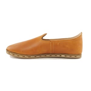 Handmade Womens Shoes, Light Brown Genuine Leather Shoes, Gift for Women, Flat Shoes,Handmade Shoes,Leather Loafer Shoes,Women Slip-On Shoes