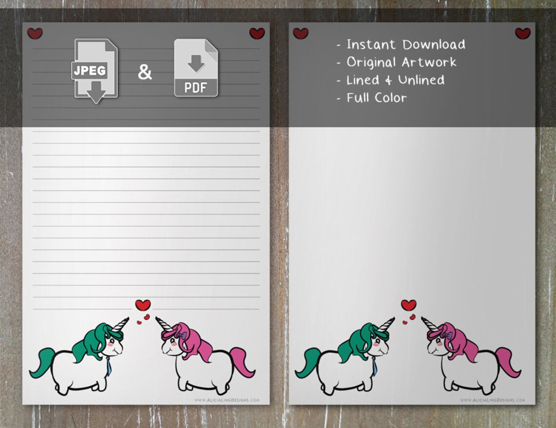 digital print writing paper unicorn love original artwork etsy