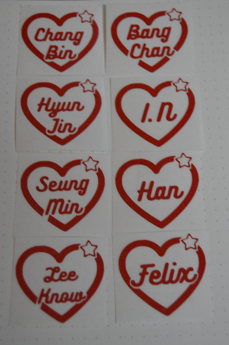 Stray Kids Member Name Heart Decal 2 sizes available Kpop Lightstick Decal image 3