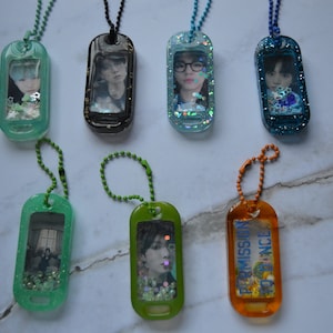 Kpop BTS Resin Charm Photo Tag Shaker Keychain