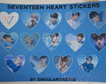 KPOP SEVENTEEN Holographic Heart Sticker Sheet