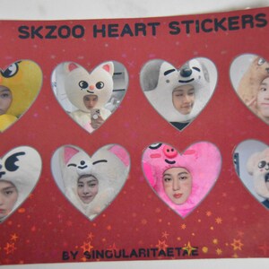 KPOP STRAY KIDS Skzoo Holographic Heart Sticker Sheet
