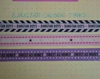 KPOP BTS Bangtan Holographic "Caution Tape" Sticker Sheet, KAWAII, Cute - Polco, top loader, Photocard, Polaroid< Journal Deco