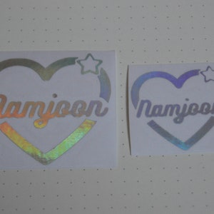 BTS Heart name Decal- 2 sizes available - Kpop Army Bomb Lightstick decal