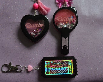 Kpop BTS  X Megan thee Stallion Butter Resin Shaker Charm Keychain