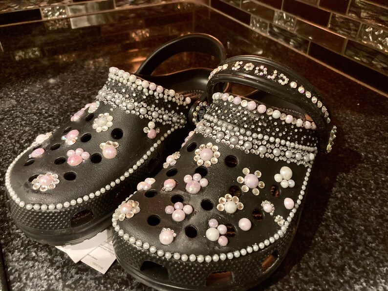white bling crocs