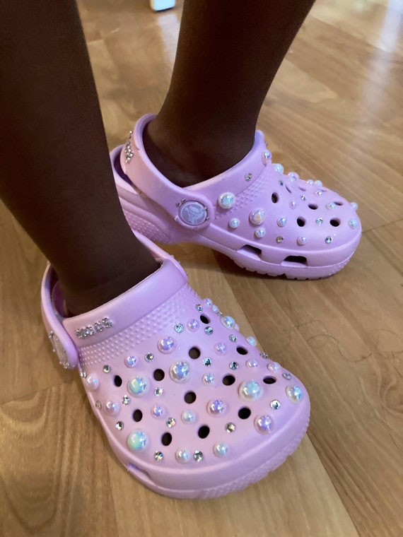 white bling crocs