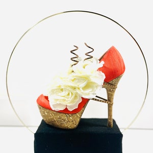 Coral High Heel Shoe Artificial Floral Arrangement