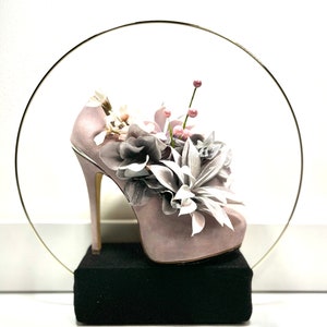 Lavender High Heel Shoe Artificial Floral Arrangement