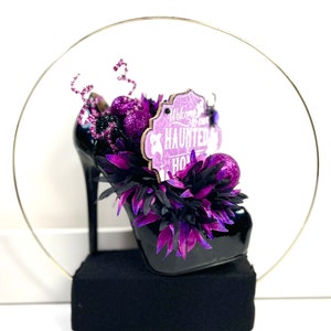 Purple/Black Halloween High Heel Shoe Artificial Floral Arrangement
