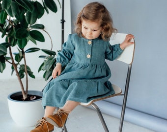 Robe bébé boho en lin, Vêtements d’été bio pour fille