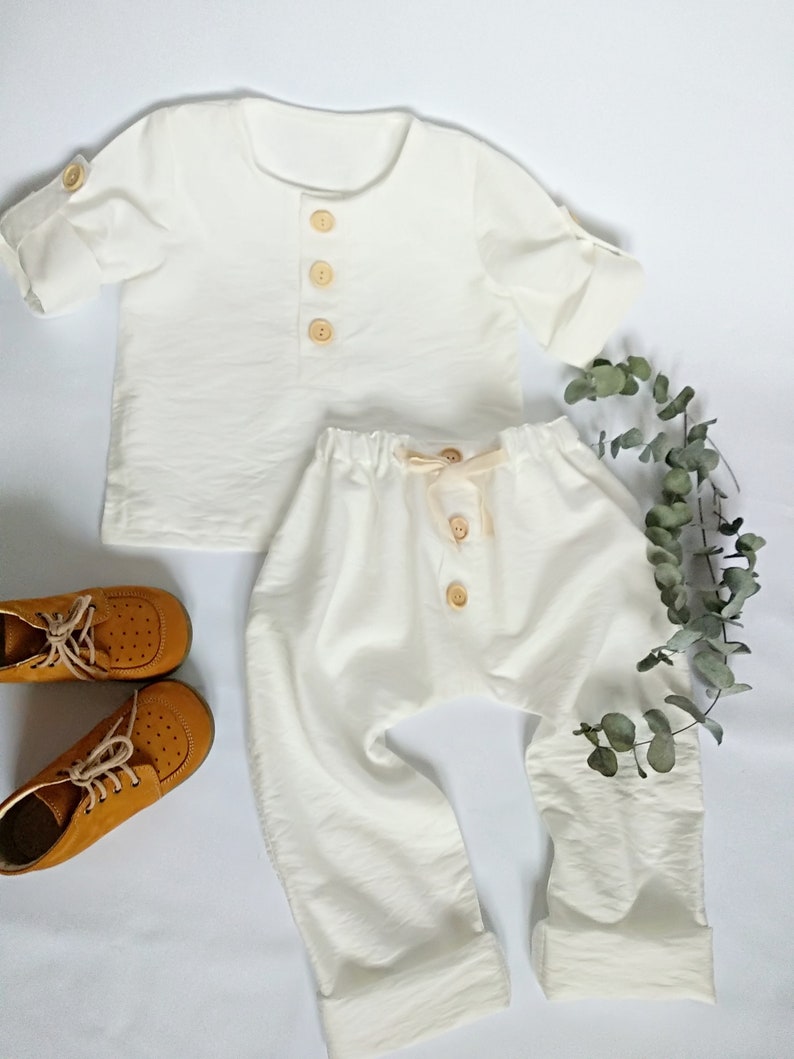 Baby Boy Linen Clothes Linen White With Long Sleeves Unisex Etsy