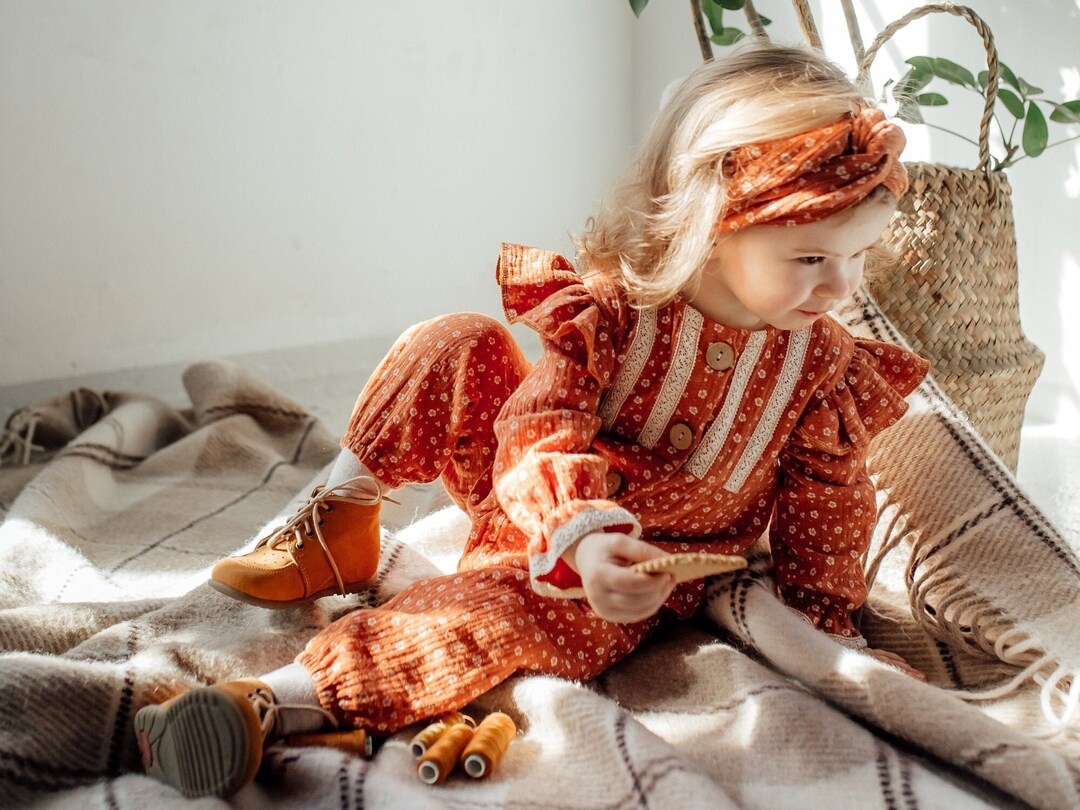 Baby Girl Muslin Romper, Newborn Long Sleeve Romper, Bodysuit Boho Etsy