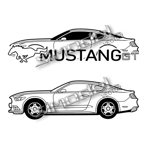 mustang side drawing