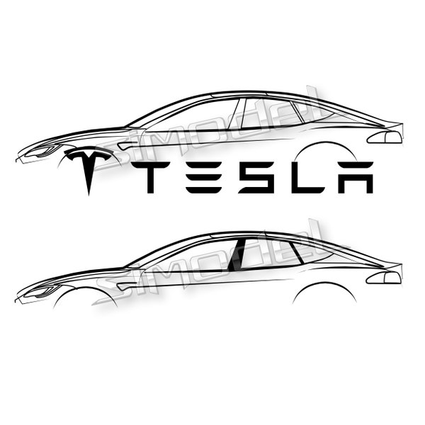 Tesla model S side, profil, car vector svg,ai,eps,dxf, png