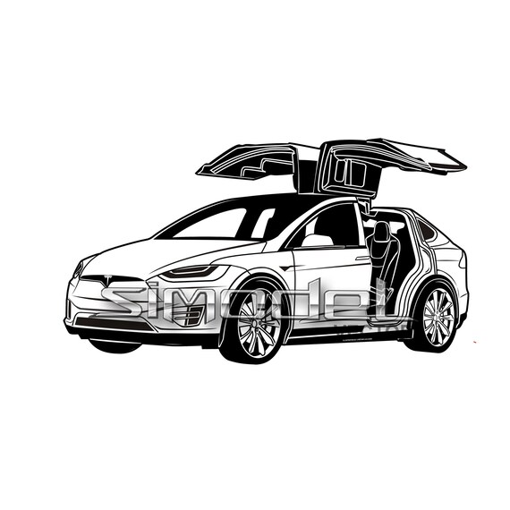 Tesla Model X Open Door Svgaiepsdxfpdfpng Jpg Car Vector Etsy