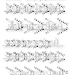 Cylindrical head screws part 1, fasteners, notices , svg,eps,ai,dxf, png