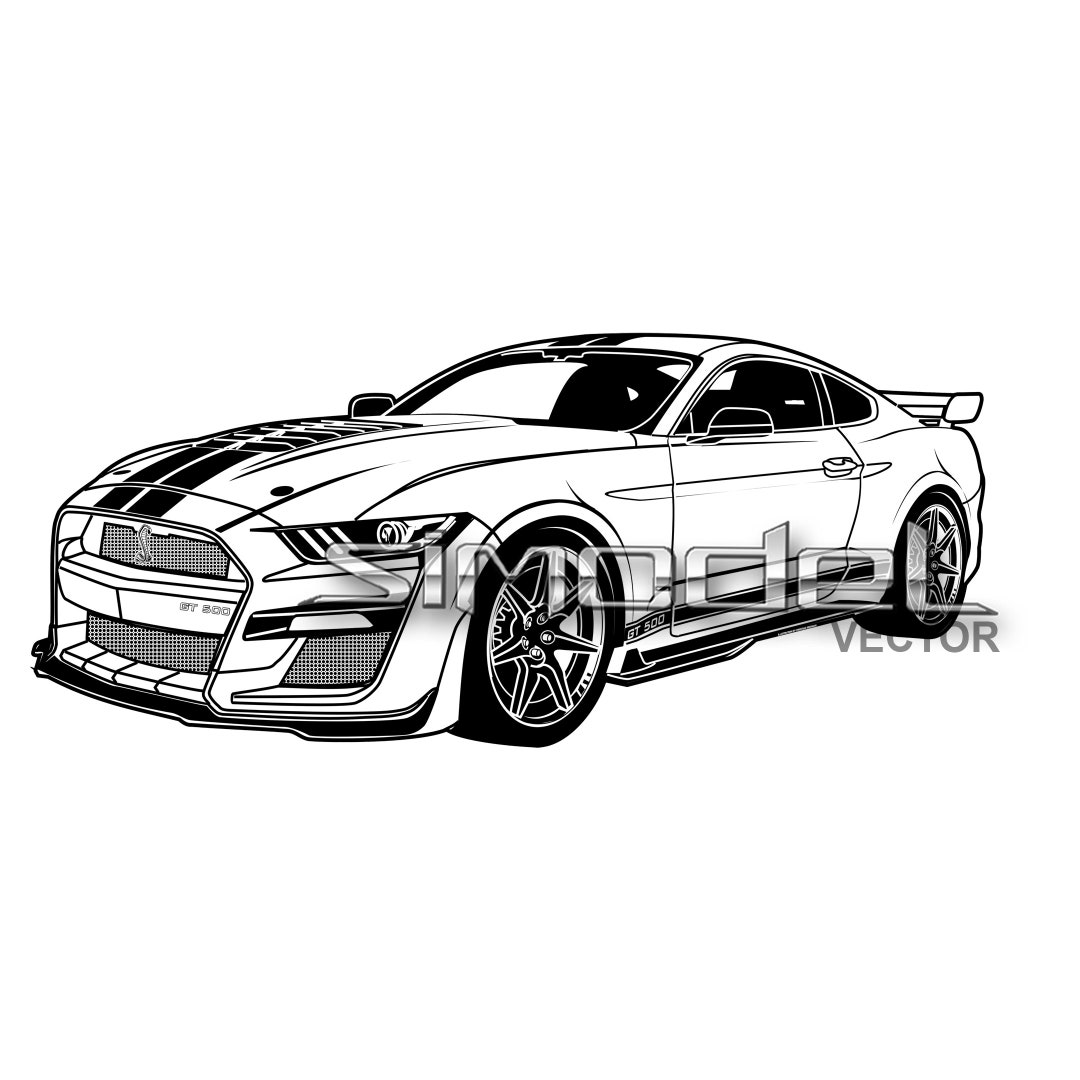 Ford Mustang Shelby Svg,eps,ai,pdf,png,jpg,dxf Car Vector (Instant