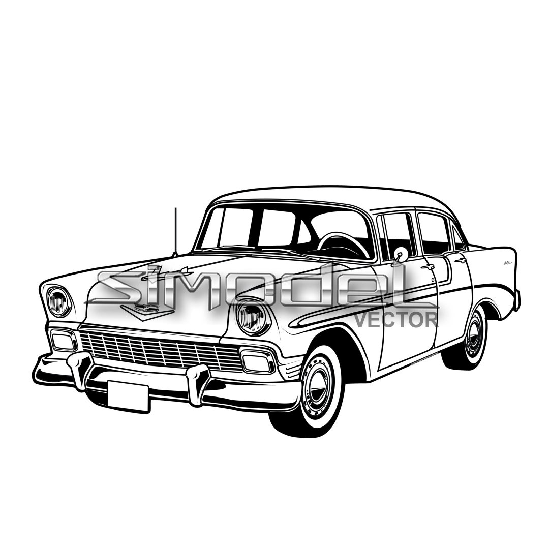 Chevrolet Belair 1956, Car Vector Svg,ai,eps,dxf, Png Etsy