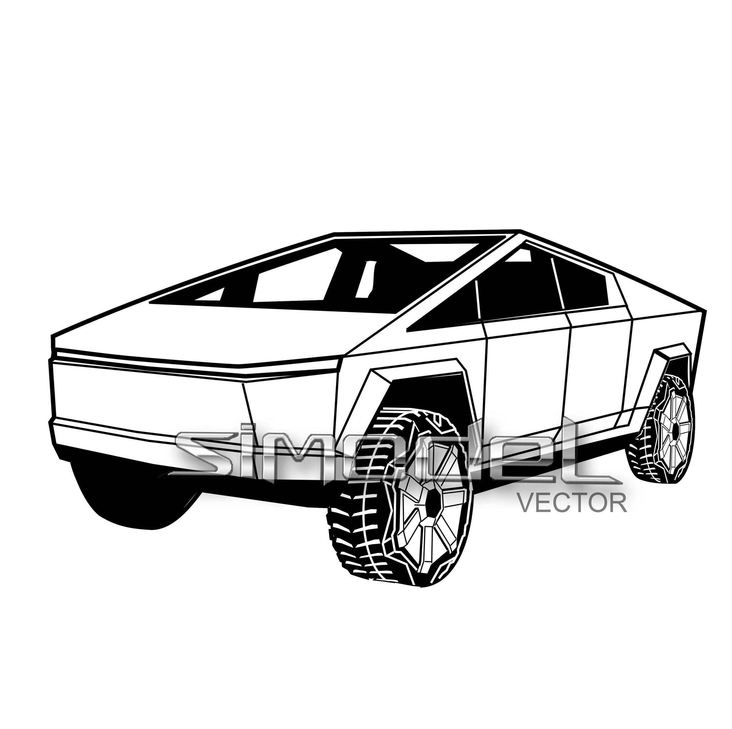 Tesla Cybertruck Car Vector Aisvgepspdf Png Jpg Etsy Australia