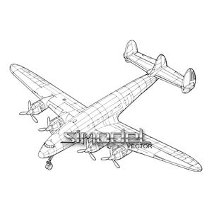 Aereo Lockheed della costellazione, prospettiva, aereo, vettore svg, ai, dxf, png