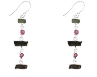 Earrings with tourmaline made of 925 silver