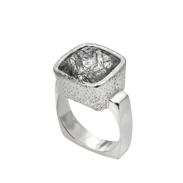 Ring With Tourmaline Quartz Made Of 925 Silver