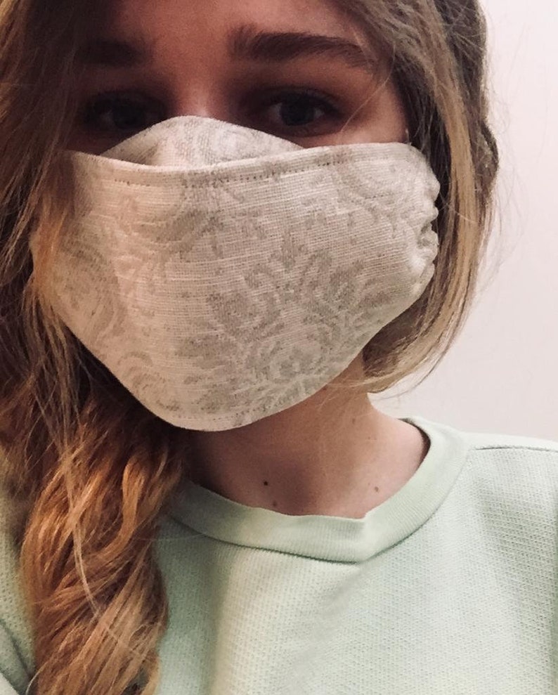 3 Ply Linen Cotton Face Mask Face Mask With Flier Pocket Etsy