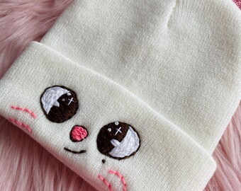 isecai Whimsy Beanie pink×white BEANIE BOUNCER:MYSTIC