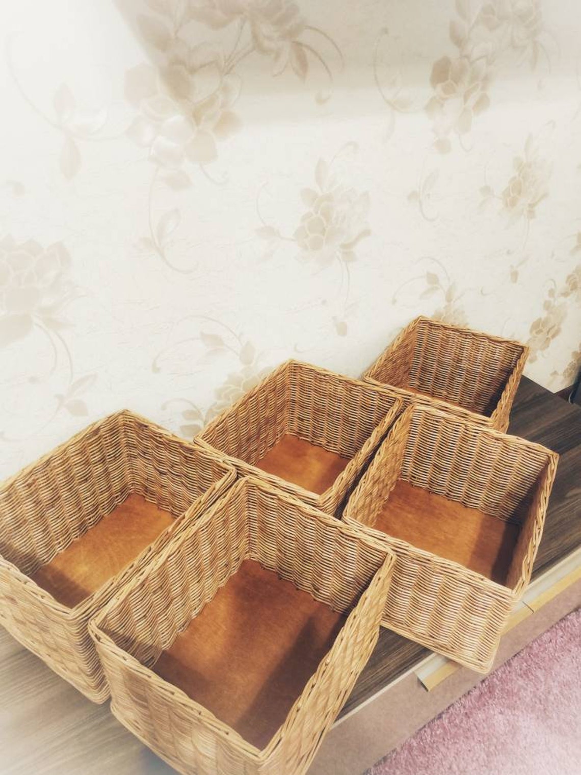 Cesta cuadrada de mimbre cesta de baño almacenamiento | Etsy