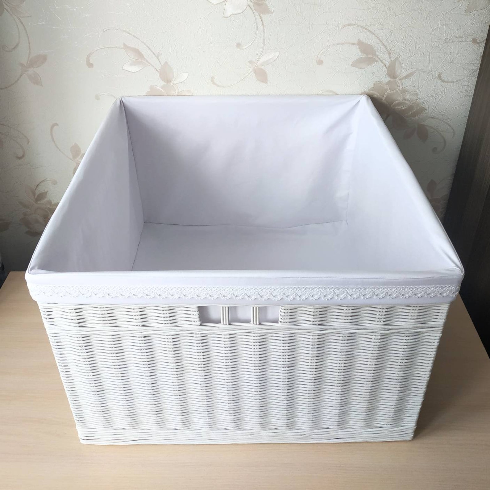 White Wicker Square Storage Basket Bathroom Basketconvenient Etsy
