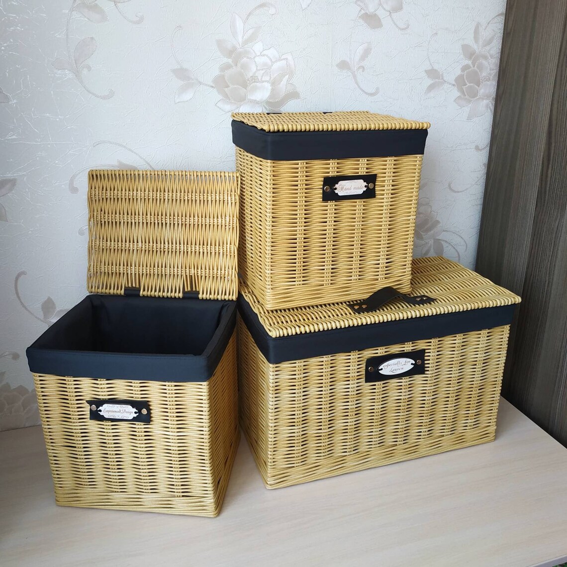 Rectangular baskets with lids dressing room basket laundry Etsy
