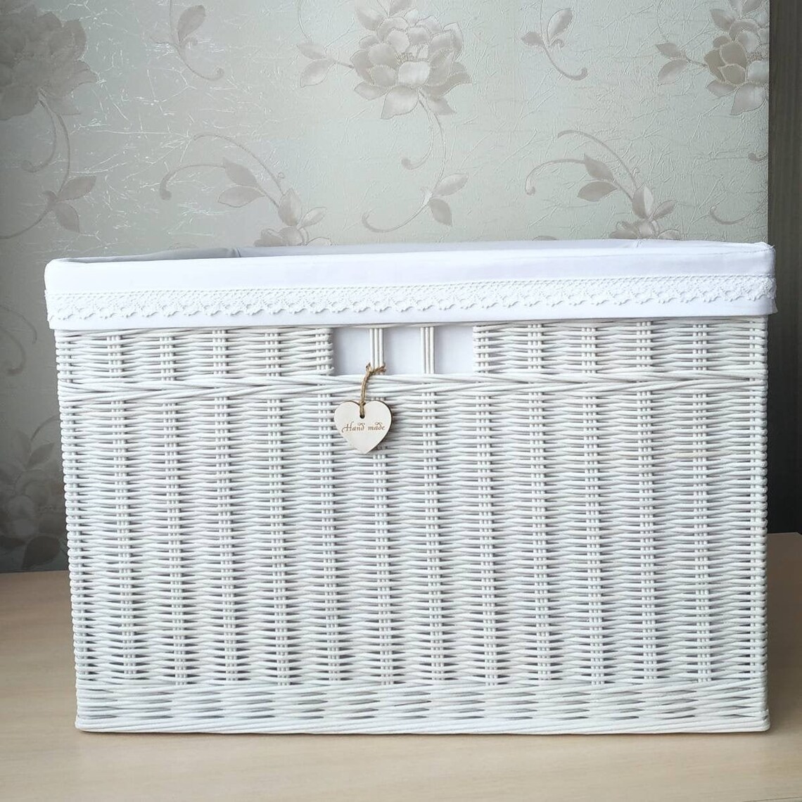 White Wicker Square Storage Basket Bathroom Basketconvenient Etsy