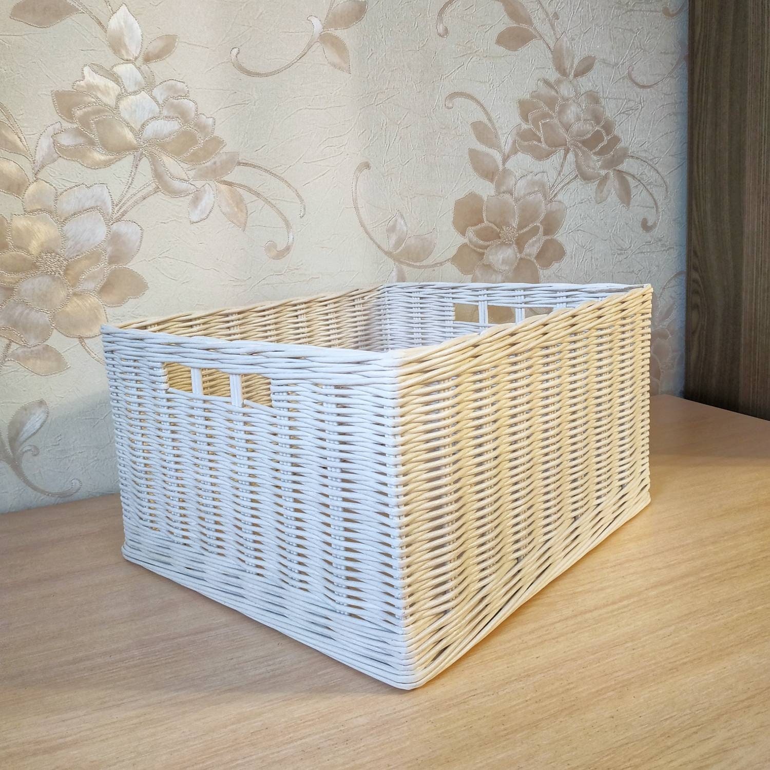 Wicker square storage basket baskets for hanging shelves Etsy