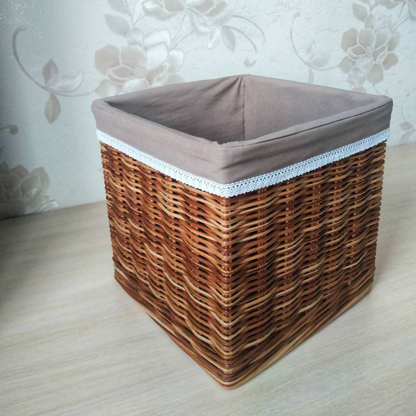 Wicker square storage baskets Wicker baskets for hanging Etsy