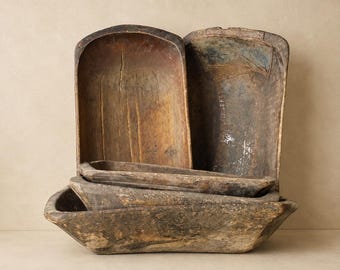 Vintage Wood Trough Bowl | Rustic European Dough Bowl