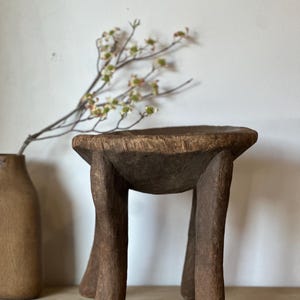 Large Antique Carved Wood Stool