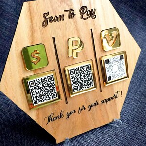 Zeskanuj, aby zapłacić drewniany znak Spersonalizowany kod QR. Metoda płatności znak Venmo znak - zapłać tutaj znak