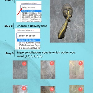 May include: How to order a custom painting. Choose a size from 15x20.5 cm to 31.5x43.1 cm. Select a delivery time of 35-40, 10-20, or 6-9 business days. Choose from six different personalisation options.