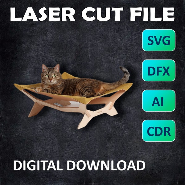 Custom Cat Hammock Layouts laser cutting Pet Bed laser cut file Cat Homak CNC Cutting Router Сat bed Glowforge Svg Plan Pet Bed