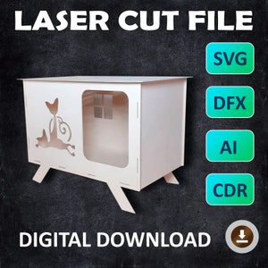 at Haus Laser geschnitten Vektor Pläne Haustier Haus cnc Vorlage Laser geschnitten. Katzenhaus Holz Laser Dateien
