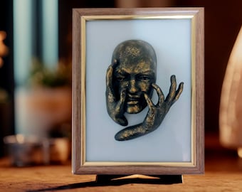 Framed Wall Art / 3D Printed  &quot;Put a smile on your face&quot;. Table art Sculpture art print gift for her Black statue.