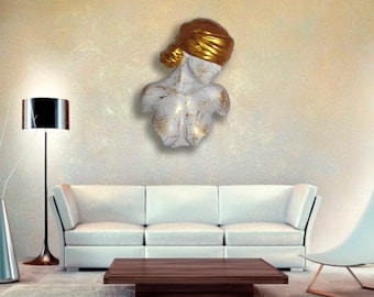 Sculpture &#39;Alchemy&#39; woman blindfolded - unique wall art. Above bed wall art Sculpture decor Contemporary art