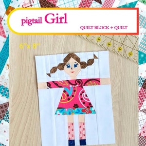 Quilt Pattern / Girl Pattern Block / PDF Quilt Pattern/ Pigtal Girl Pattern Block
