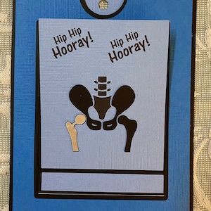 Get Well Card for Hip Replacement - Handmade Slide Window Style - Blue