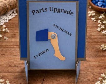 Funny Knee Replacement Card, Knee Surgery Get Well Card, Knee Replacement Humor Card French Door Easel Style - Blue